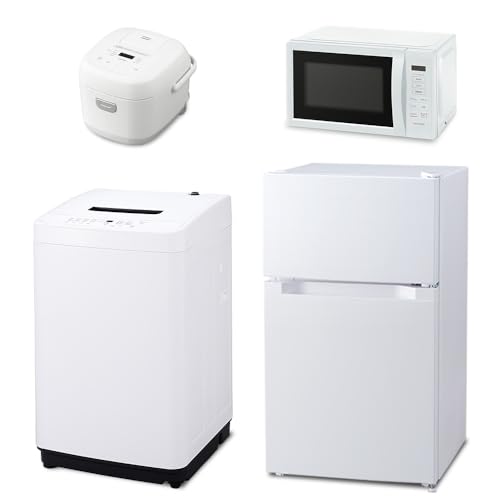 【新生活家電4点セット】アイリスオーヤマ 家電セット 冷蔵庫87L 洗濯機5kg 電子レンジ17L 炊飯器 3合 ホワイト 一人暮らし
